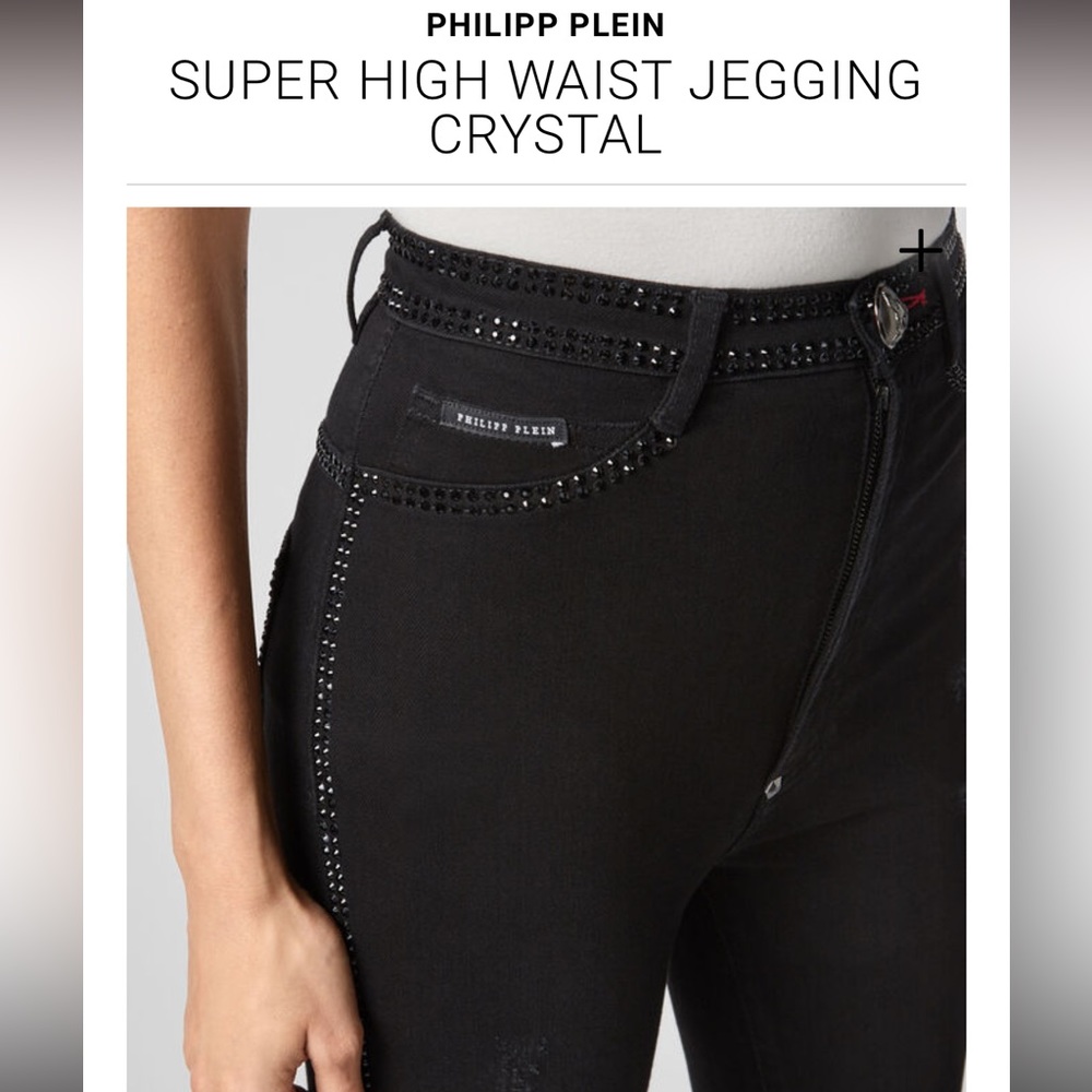 PHILIPP PLEIN - SUPER HIGH WAIST CRYSTAL JEANS LEGGINGS